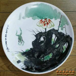 河趣  (绘画烧制)      Φ35cm    2009